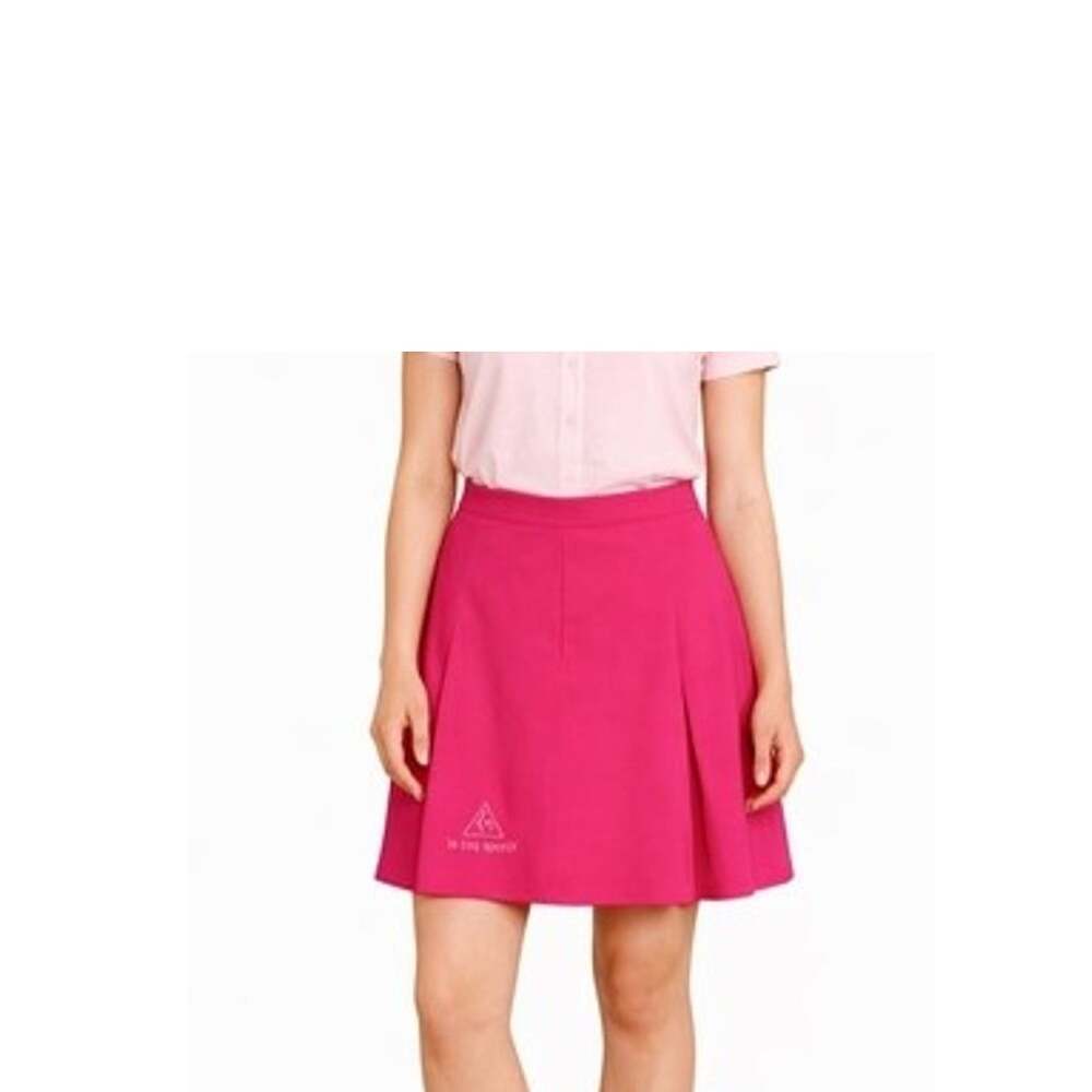 le coq sportif Womens Skirt Size 16 Pink Pleats Preppy Side Zip Colorful Comfort
